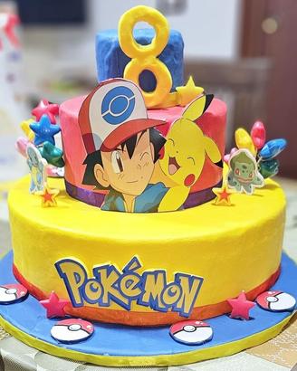 Torta in pasta di zucchero tema Pokémon