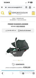 Seggiolino/ovetto peg perego primo viaggio