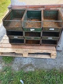 contenitori metallo " bocca di lupo " vintage