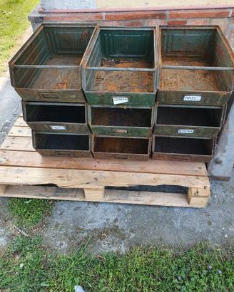 contenitori metallo " bocca di lupo " vintage