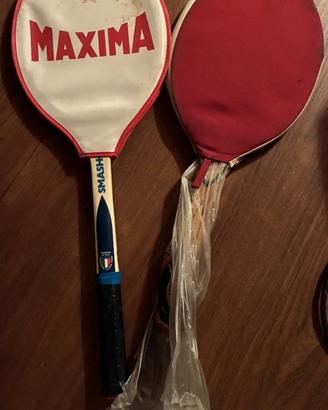 Racchetta tennis MAXIMA in legno & custodia '70s