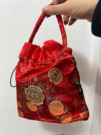 Borsetta a Sacchetto in Seta/Raso Orientale