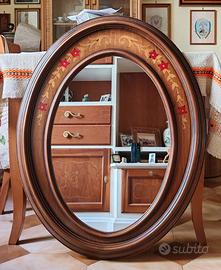 Specchio ovale in vero legno trattabli