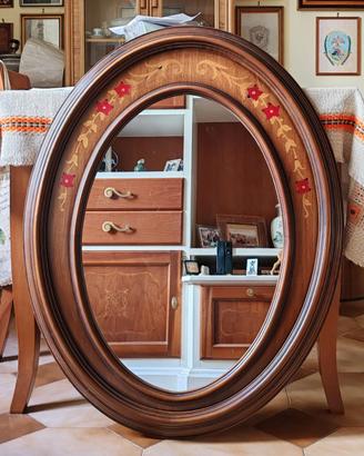 Specchio ovale in vero legno trattabli