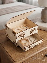 Portagioie in legno intagliato al laser.