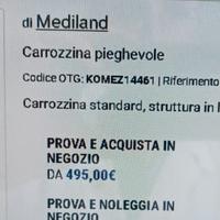 Carrozzina pieghevole/sedia a rotelle come nuova