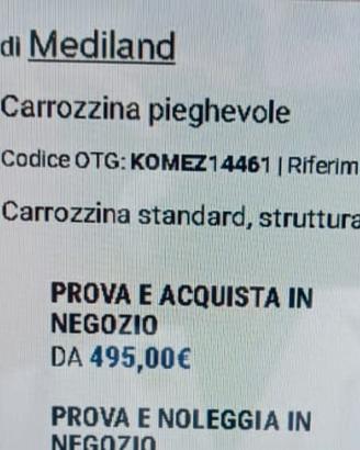 Carrozzina pieghevole/sedia a rotelle come nuova