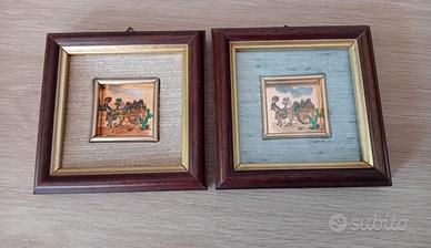 Quadretti miniature in Foglia Oro 23 K. ti vintage