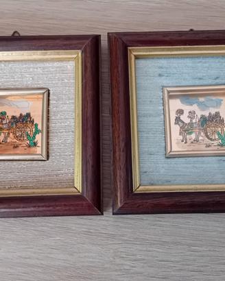 Quadretti miniature in Foglia Oro 23 K. ti vintage