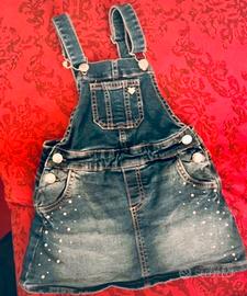 Salopette a ginnellino in jeans per bimbr