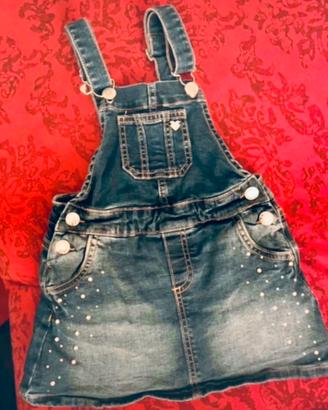 Salopette a ginnellino in jeans per bimbr