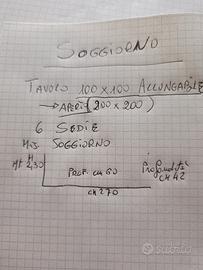 SOGGIORNO+TAVOLO ALLUNGABILE+ SEDIE 
