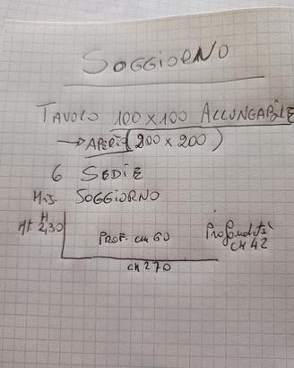 SOGGIORNO+TAVOLO ALLUNGABILE+ SEDIE 