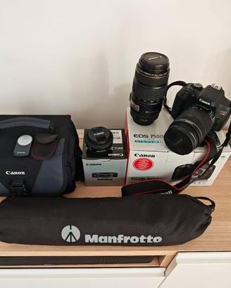 Canon 750D (3700 scatti) + 3 Obiettivi + Manfrotto