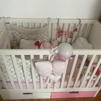 lettino a cancelli con cassetti