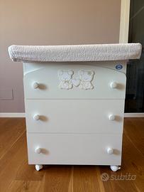 lettino per bambini + cassettiera fasciatoio