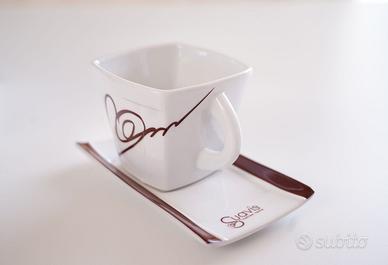 2 SET SUAVIS da 4 tazze di porcellana cioccolata