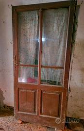 Porta antica in legno e vetro 