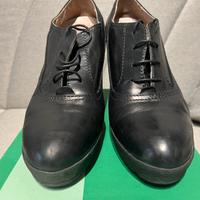 Scarpe donna, nere con tacco e lacci