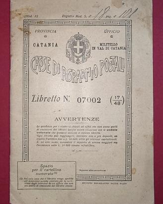 Casse di risparmio postali libretto del 1931