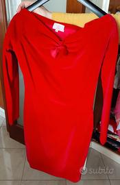Vestito velluto rosso donna tg 44