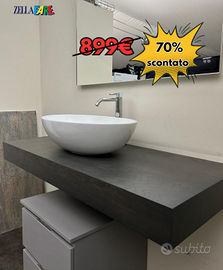 top scatolato rovere nodato ardesia L 120 + lavabo