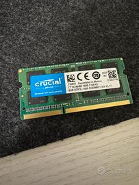 RAM Crucial 8GB DDR3L 1600 MHz SODIMM per notebook