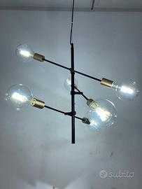 Lampadario metallo nero/oro bracci orientabili