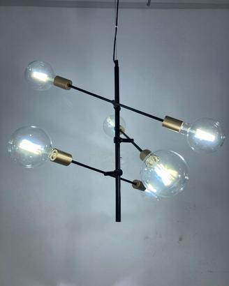 Lampadario metallo nero/oro bracci orientabili