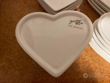 Piattini a cuore portacandele porcellana