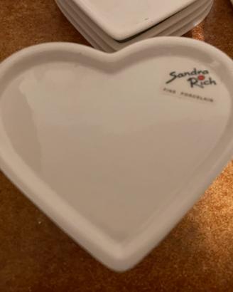 Piattini a cuore portacandele porcellana
