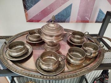 servizio caffè in peltro 95% vassoio  arg 1000