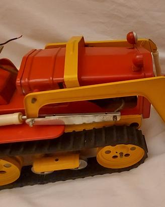Escavatore giocattolo cingolato vintage in latta 