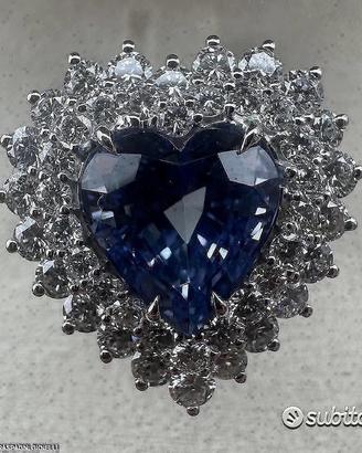 ANELLO IN ORO 18kt.CON DIAMANTI E ZAFFIRO CUORE