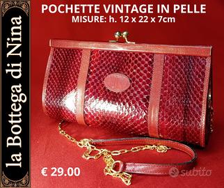 Pochette vintage in pelle con stampa serpente