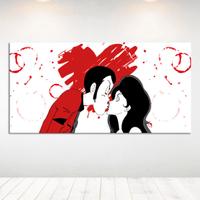 Quadro DIpinto a Mano Bacio Lupin e Margot Pop Art