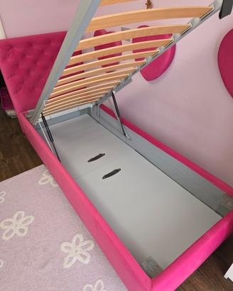Letto singolo con contenitore e materasso 