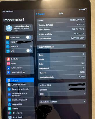 Ipad Pro 10,5’’ prima generazione 64 gb (2017)