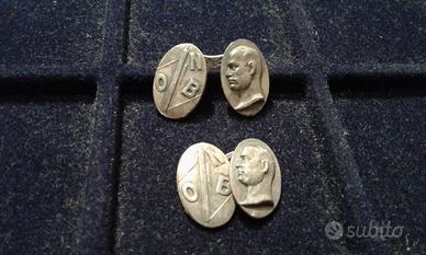 Gemelli ONB Mussolini Argento 800 Fascio Littorio
