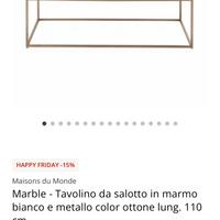 Marble - tavolino salotto in marmo 110 cm