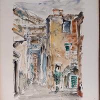 dipinto a mano a china e acquarello di E. Perler