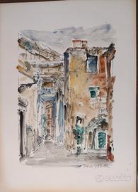 dipinto a mano a china e acquarello di E. Perler