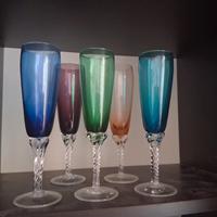 5 Bicchieri spumante con calice colorati