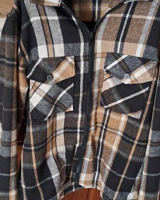 camicia giacca a quadri con zip