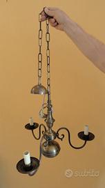 Lampadario bronzato a 3 punti luce