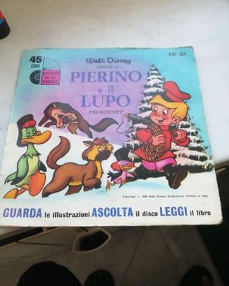 Libro disco"Pierino e il lupo" walt disney vintage