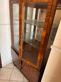Vetrina vintage anni 40/50 in piuma di mogano