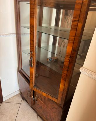 Vetrina vintage anni 40/50 in piuma di mogano
