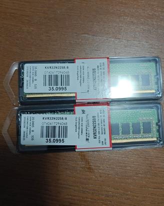 RAM KINGSTON 16gb 2x8GB 3200MHz DDR4 CL22 NUOVE