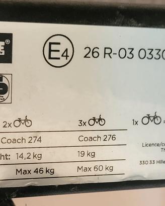 Portabici Thule modello Coach 276